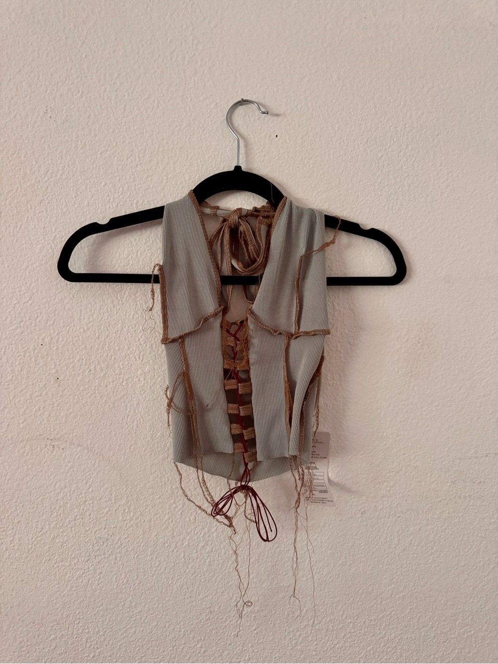 DO MY SELF NWT Deconstructed Corset Halter Top Raw Seam Lace Up Y2K
